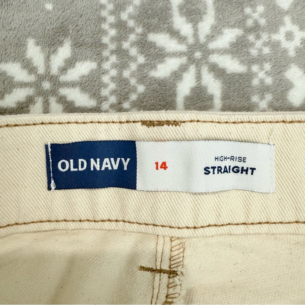 NWT Old Navy Utility Straight High‎ Rise Beige Size 14 Minimalist Neutral Modern - Picture 4 of 10